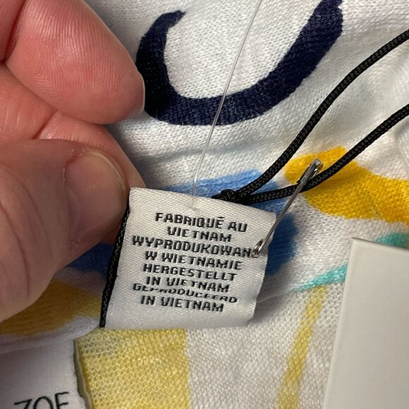 Rachel Zoe Womens Floral Linen Top NWT Large Knit Blouse Travel Vacation Cruise - Picture 12 of 13